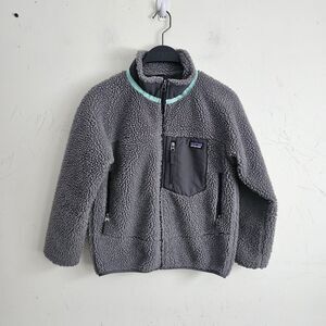 Patagonia Retro-X Deep Pile Fleece Jacket Coat Boys Girls Kids Medium 10-12 Gray